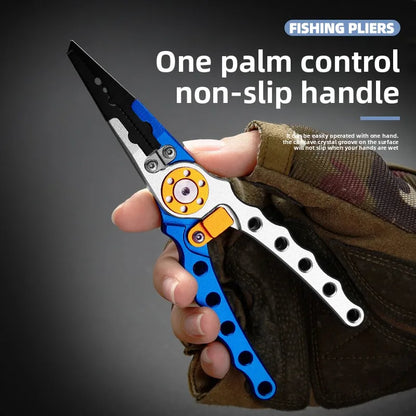 Aluminum Alloy Fishing Pliers Saltwater Corrosion Resistant, Heavy Duty Fishing Multitool with Lanyard Sheath Hook Remover Line