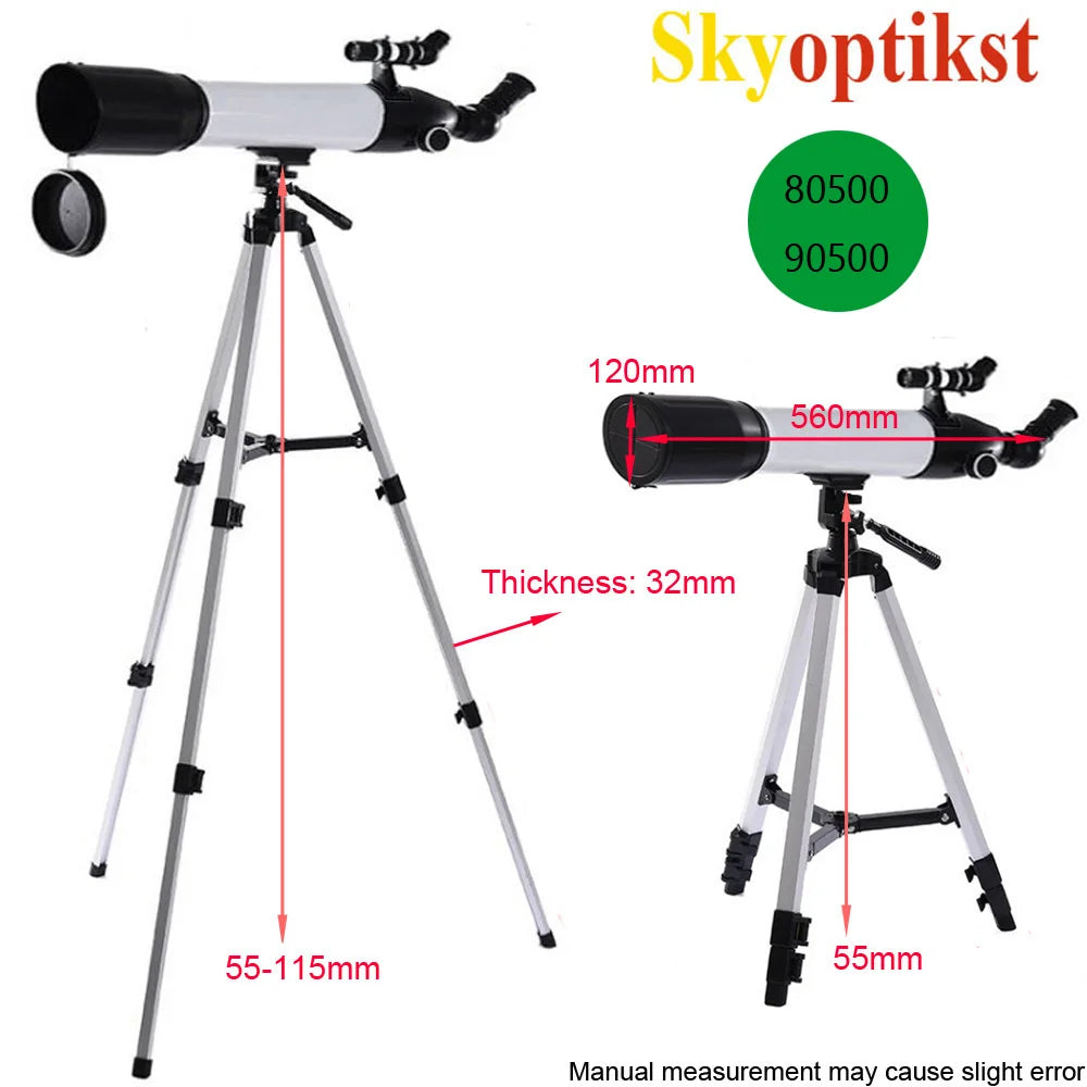 Skyoptikst 80/90mm Aperture Astronomical Telescope for Beginners,FMC Coating Refractor Telescope with Tripod,Eyepieces&Carry Bag