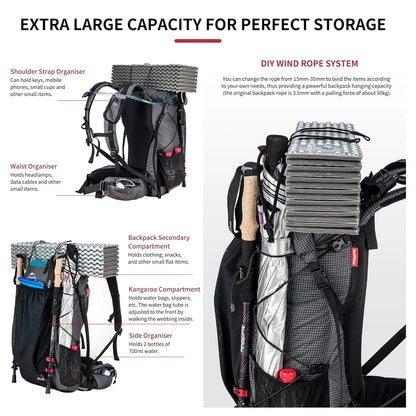 Naturehike Rock Outdoor Bags 40L 60L Travel Backpacks Large Capacity 60+5L Camping Hiking Packs Hiking Bag With Rain Cover