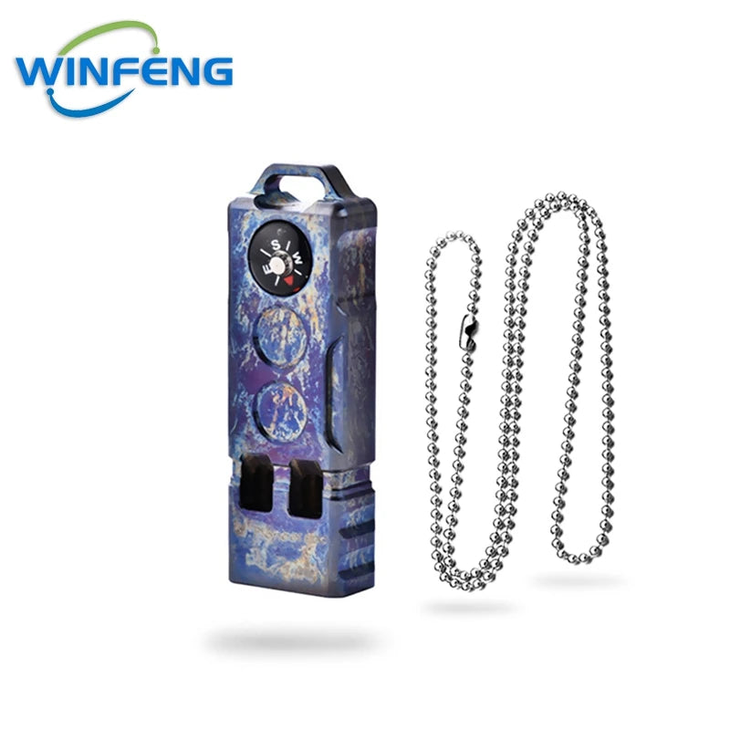 High Decibel Titanium Emergency Whistle Dual Frequency Survival Whistle with Compass for Outdoor Camping Hiking Exploring