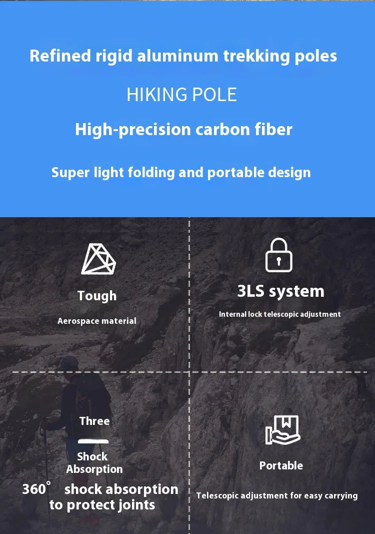Outdoor Telescopic Hiking Pole – Portable Aluminum Alloy Trekking Cane with Non-Slip Grip
