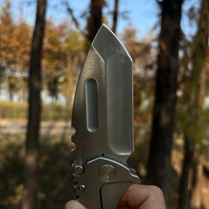 D2 blade +D2 handle integrated folding knife, heavy-duty all-steel knife, outdoor camping fishing equipment, survival