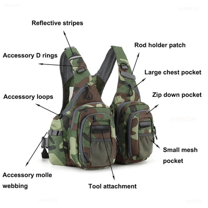 Fishing Vest With Multiple Pockets, Lightweight Fly Fishing Vest, One Size Adjustable Vest