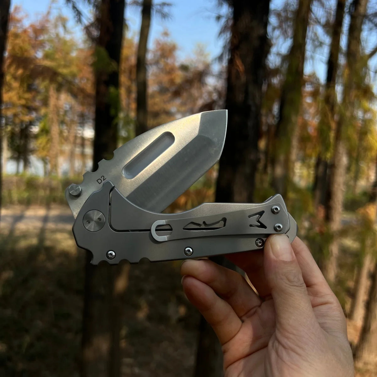 D2 blade +D2 handle integrated folding knife, heavy-duty all-steel knife, outdoor camping fishing equipment, survival