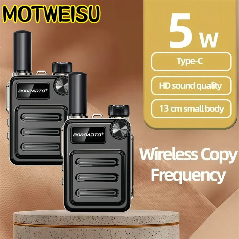 5W Mini UHF Walkie Talkie – 16-Channel Two-Way Radio, 400–470MHz, Long Standby, Portable Handheld Transceiver