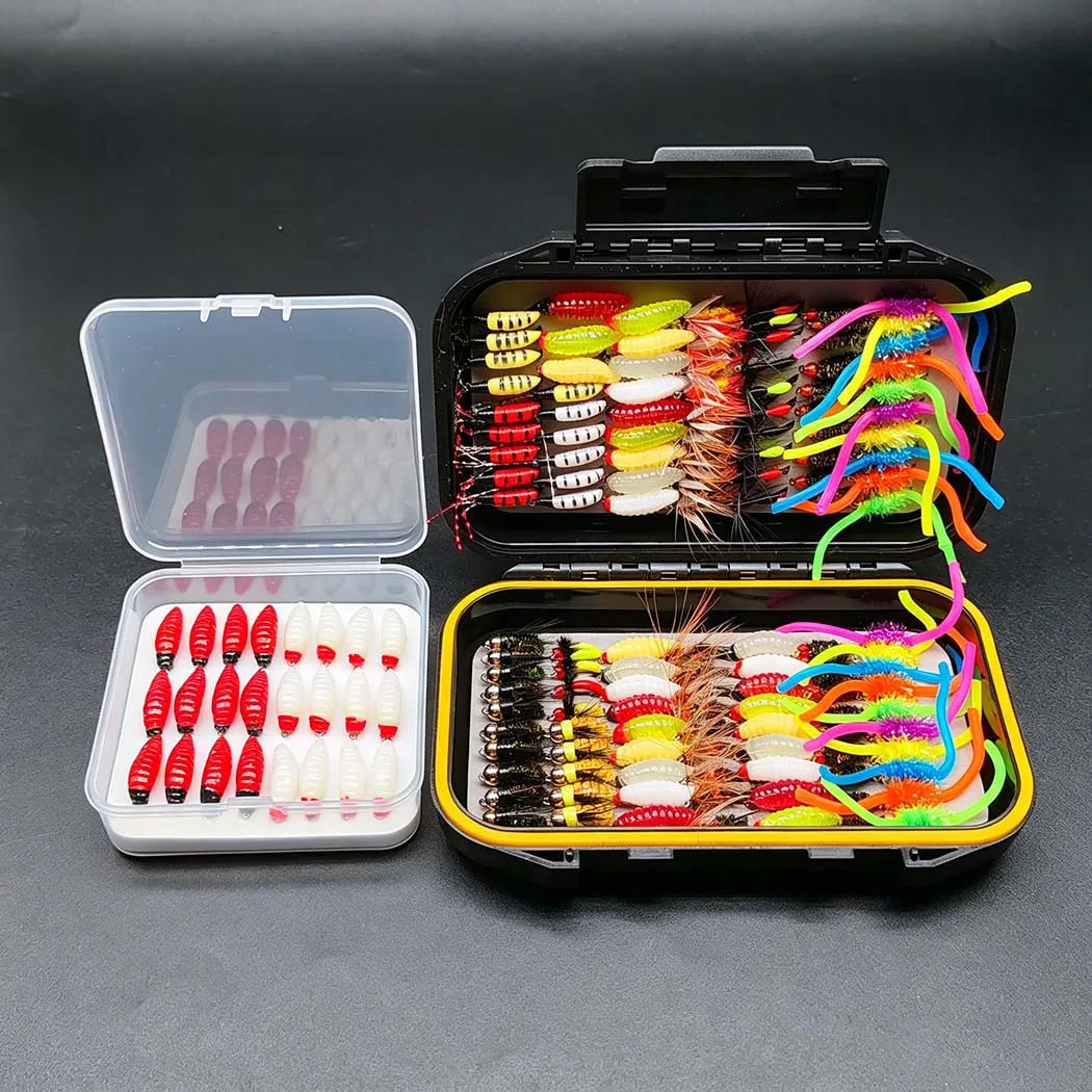 Fly Fishing Flies Total:161Pcs(2 Boxes) Fly Fishing Bait Dry/Wet Fly Nymph Fly Fishing Lure Fly Box for Trout Salmon -Fly Fishing Kit