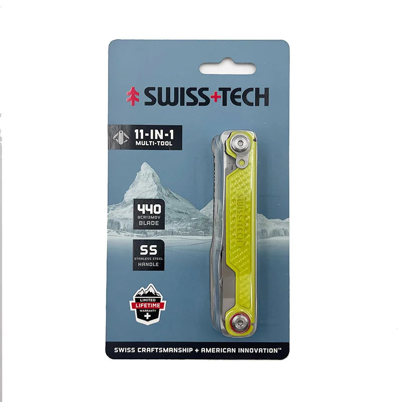 SWISS TECH 11 in 1 Mini Multitool Knife Folding EDC Outdoor Camping Survival Tools Scissors Screwdriver Multi Tool with Clip