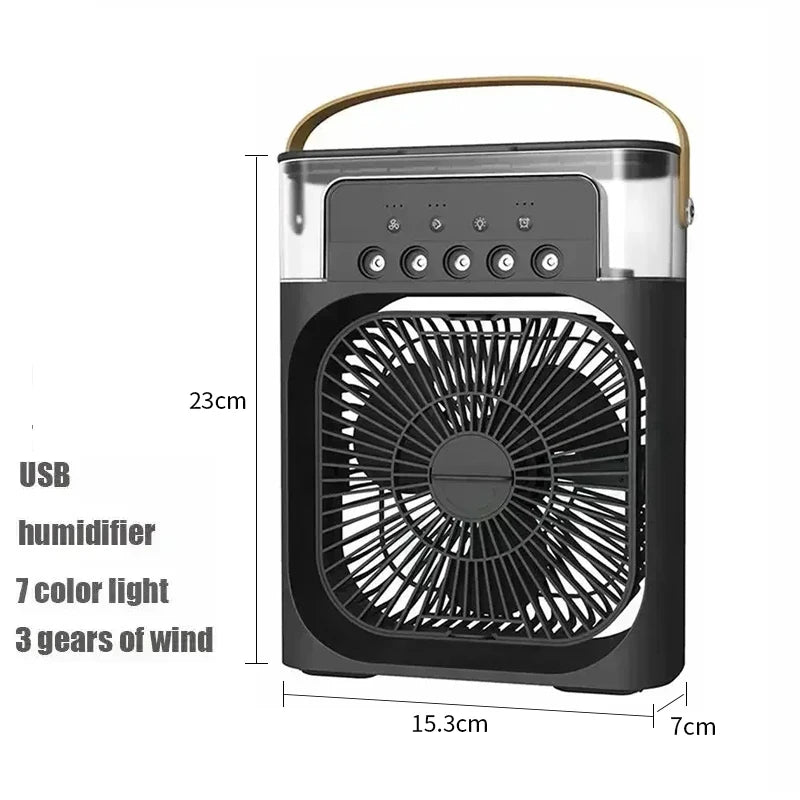 3-in-1 Portable Mini Air Cooler Fan with Humidifier & LED Night Light – Adjustable Personal Air Conditioner for Home, Office and Tents