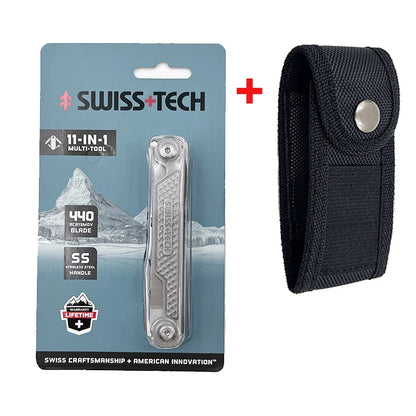 SWISS TECH 11 in 1 Mini Multitool Knife Folding EDC Outdoor Camping Survival Tools Scissors Screwdriver Multi Tool with Clip