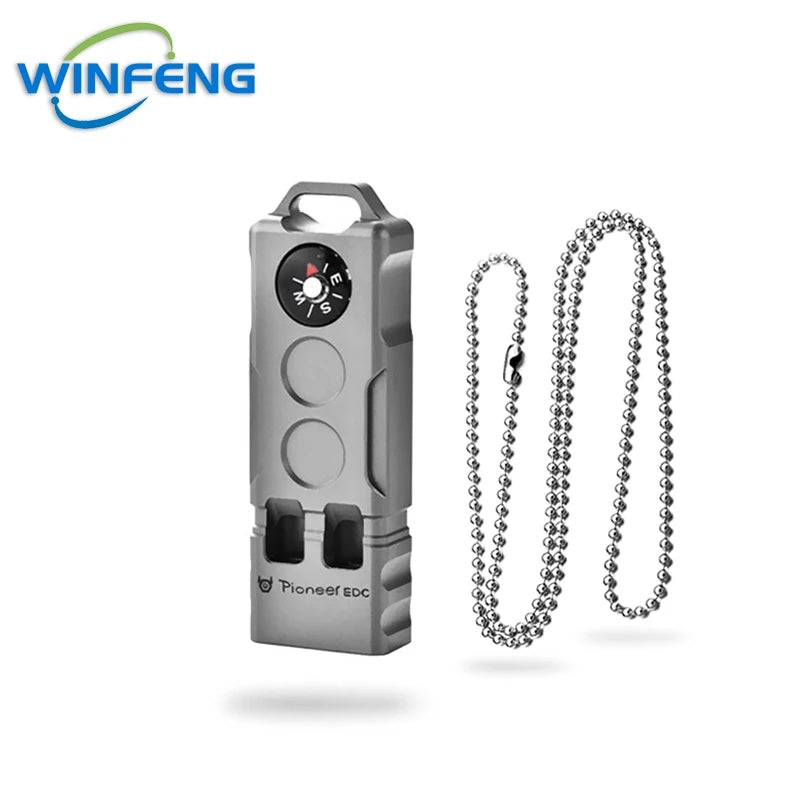 High Decibel Titanium Emergency Whistle Dual Frequency Survival Whistle with Compass for Outdoor Camping Hiking Exploring