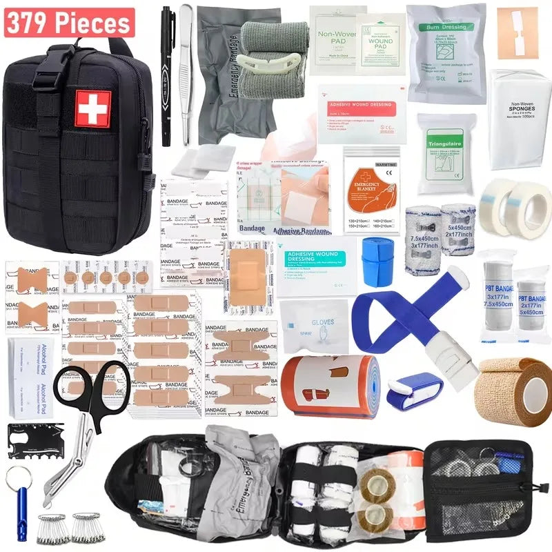 379pcs IFAK Trauma First Aid Kit MOLLE Pouches Emergency Survival Kit Suitable for Home, Car, Travel, Camping, Hiking, Sports