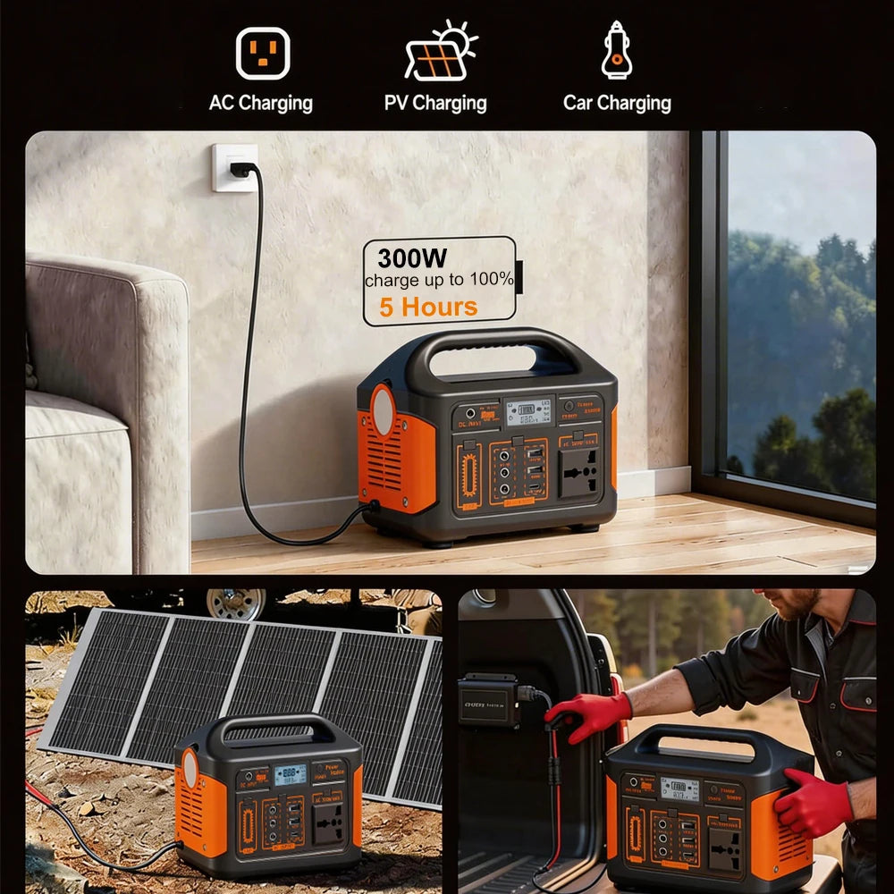 Gaiaray Portable Power Station – 460.8Wh LiFePO4 Battery, 500W/300W, 110V Solar Generator for Camping, Travel & Emergency Backup