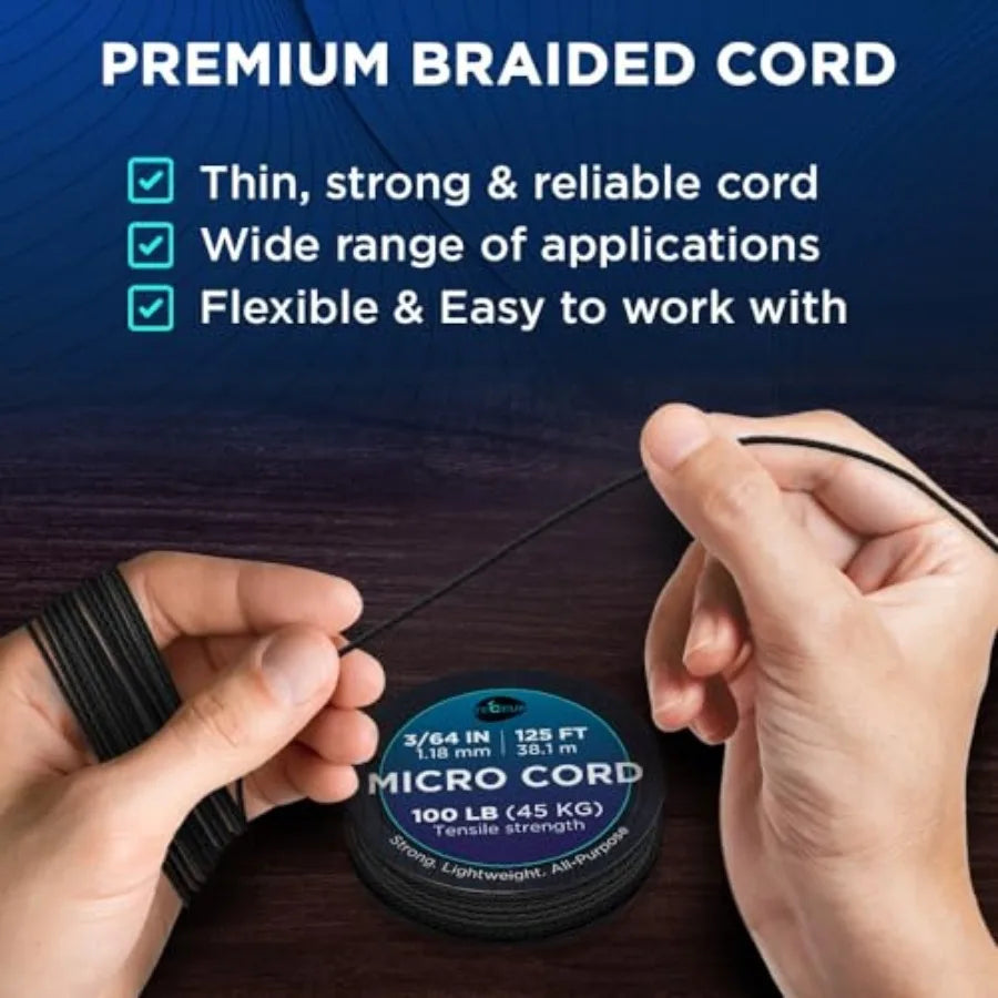 Micro Paracord 1.18 mm X Micro Utility Cord Thin Braided Paracord Rope Best for Crafting, DIY Projects, Fishing, Camping