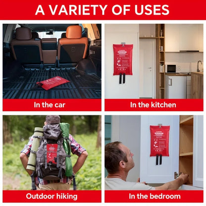 1 piece of emergency fire blanket, fire blanket, flame-retardant blanket, suitable for home, kitchen, school, car, office, warehouse fire safety blanket 40x 40inch fiberglass fire blanket
